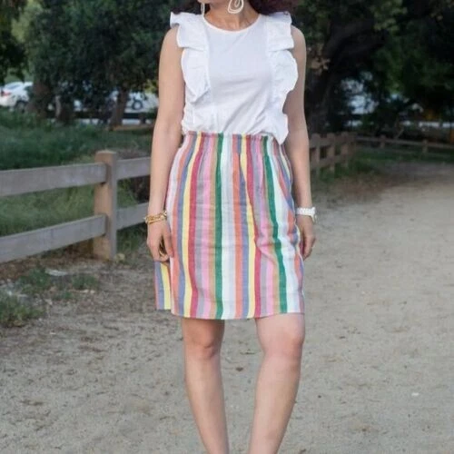 J crew rainbow stripe skirt cheap