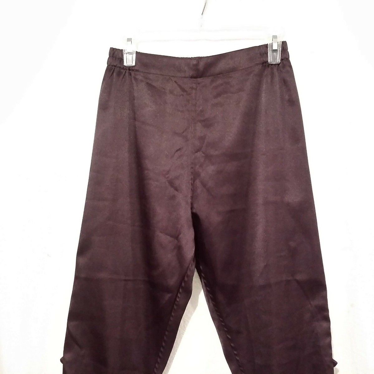NADYA FIBER CONTENT WOMEN'S DARK BURGUNDY FANCY PANTS OPEN SIDES LEGS XS View 5