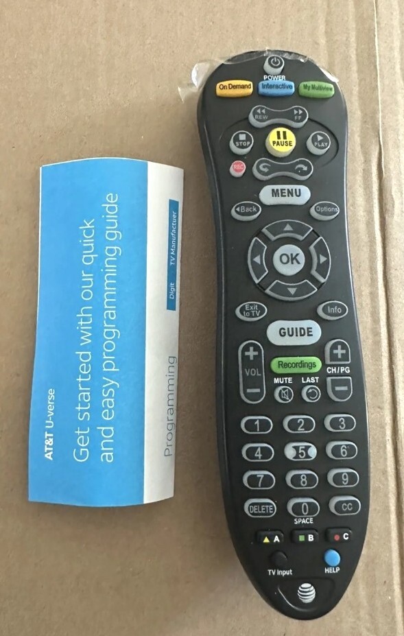 AT&amp;T U-Verse S30-S1B Programmable IR Universal Remote Control W/Manual ...