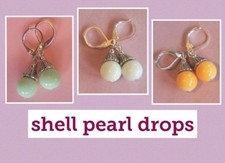 SHELL PEARL simple drops leverback silver pl CHOOSE your color XX