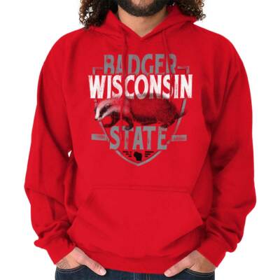 Badger Short Sleeve Hoodie Vintage Wisconsin Badger State WI
