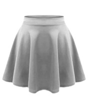 WOMEN'S SKATER MINI SKIRT FLARED ELASTIC WAIST LADIES PLAIN STRETCHY SKIRT 8-26