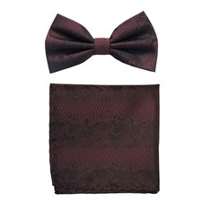 Men microfiber Pre-tied Bow Tie  hankie set animal print burgundy formal party