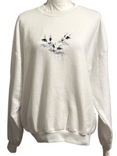 JERZEES NuBlend White Fleece Blue Eyed Kittens Crewneck Sweatshirt Adult Size L