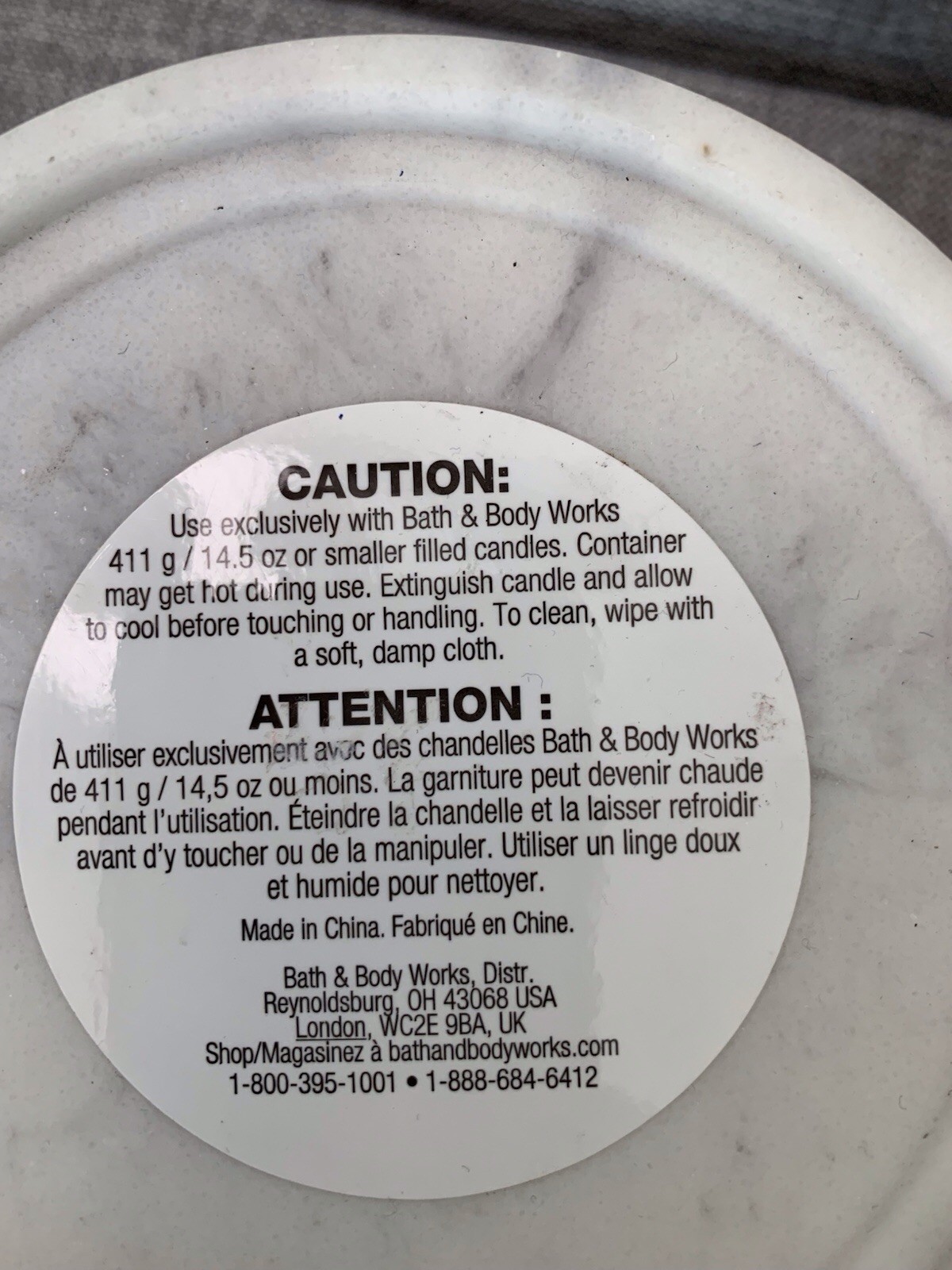 Set Of 2 Bath & Body Works White Marble Pedestal Candle Holder Stand Home Decor