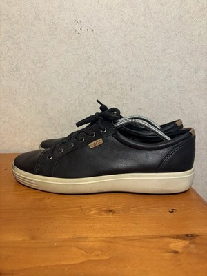 ECCO Men's Soft 7 Shoes Size US 12 EU 46 Black Leather Low Top Lace Up Sneakers