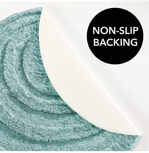 mDesign Round Microfiber Bathroom Spa Mat, Accent Rug 24” Diameter - Aqua - Picture 3 of 4