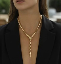 14k Gold Plated Snake Necklace Y Lariat Luxury Vintage Designer Serpent 22 84g