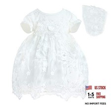 Baby Girls Christening Baptism Dress Newborn Delicate 3-6 Months Off-white