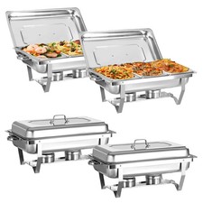 4 Pack 9 QT silver Chafing Dish Buffet Set Stainless Steel Chafer for Catering