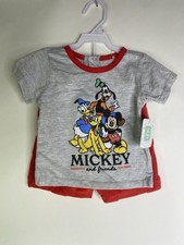 Disney Mickey Mouse Goofy T-Shirt Top Shorts Set Outfit Kids Boys Size 18 Months