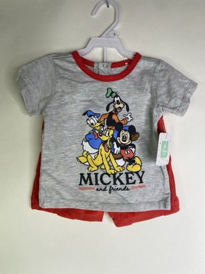 Disney Mickey Mouse Goofy T-Shirt Top Shorts Set Outfit Kids Boys Size 18 Months