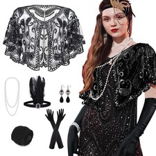 10 Pieces 1920s Flapper Great Gatsby Accessories Set Fashion Roaring 20's The...