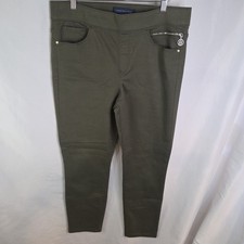 Tommy Hilfiger Green Womens Size 12 Cotton Blend Flat Front Preppy Pants