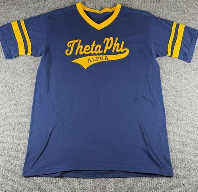 Theta Phi Alpha VTG Sorority Boyfriend Style Founders Jersey Shirt Blue Yellow
