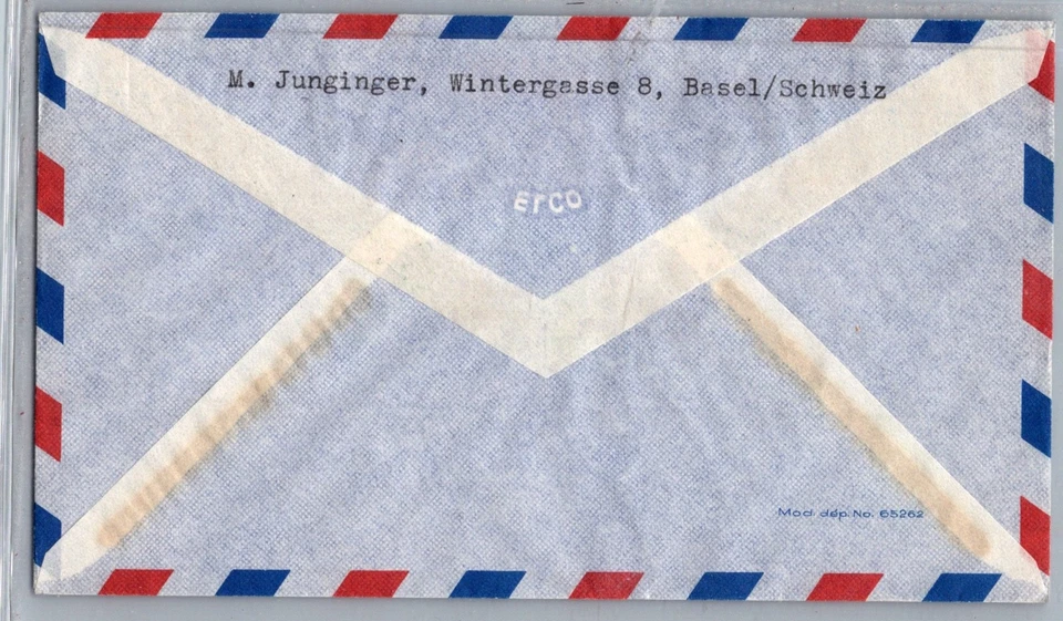 SWITZERLAND 1948 POSTAL AIRMAIL COVER MULT FRANKING ADDR USA & POSTMARK BASEL - Image 2 of 2