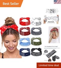 Paisley Bandana Headbands: Cute Summer Hair Accessories - Wide Knotted Bow Headb