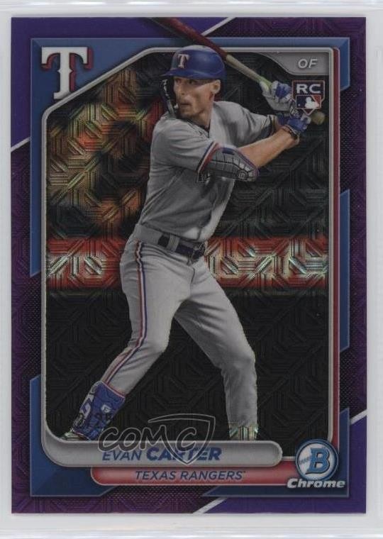 2024 Bowman Chrome Mega Box Purple Mojo Refractor Evan Carter Rookie RC 11o2