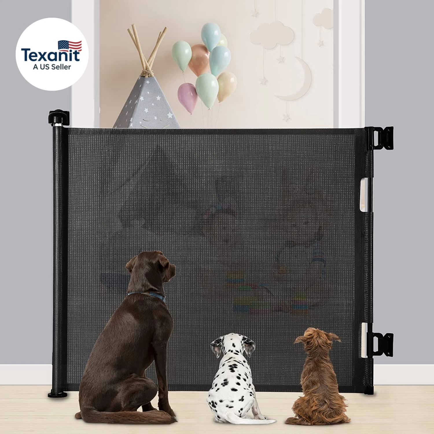 Retractable Baby Gate, Extra Wide Safety Kids or Pets Gate, 33” Tall, Extends to
