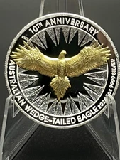 2024 Wedge tailed Eagle 10th Ann 1oz Silver Proof High Relief gilded, Perth Mint