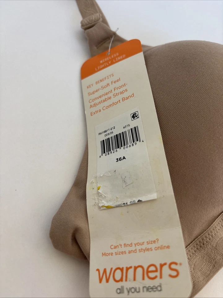 Warner’s  Simply Perfect Wirefree Bra  Beige Size 36A 36 A Super Soft Comfort - Image 3 of 4