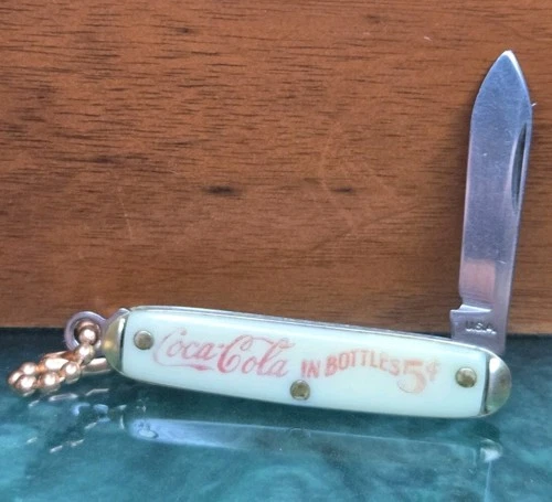 Vintage Coca-Cola “In Bottles 5¢” Advertising Pocket Knife U.S.A. Brass Bolsters