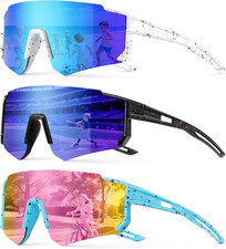 3PACK Kids Sunglasses Youth Baseball Sunglasses for Boys Girls Age 4-12,Softball
