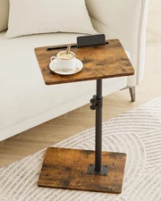 Sofa Arm Tray Table - 360° Swivel Height Adjustable End Table, Small Snack Si...
