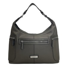 Vintage 00s ETIENNE AIGNER Large Leather Hobo Bag Handbag Tote Satchel GRAY NWT