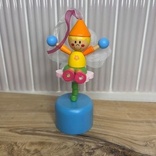 Traditional Wooden Push Toy Fairy Kids Button Push Wobble