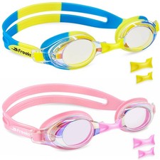 2 Pack Kids Swim Goggles for Age 3-15 Clear View Anti-Fog No Leak Design