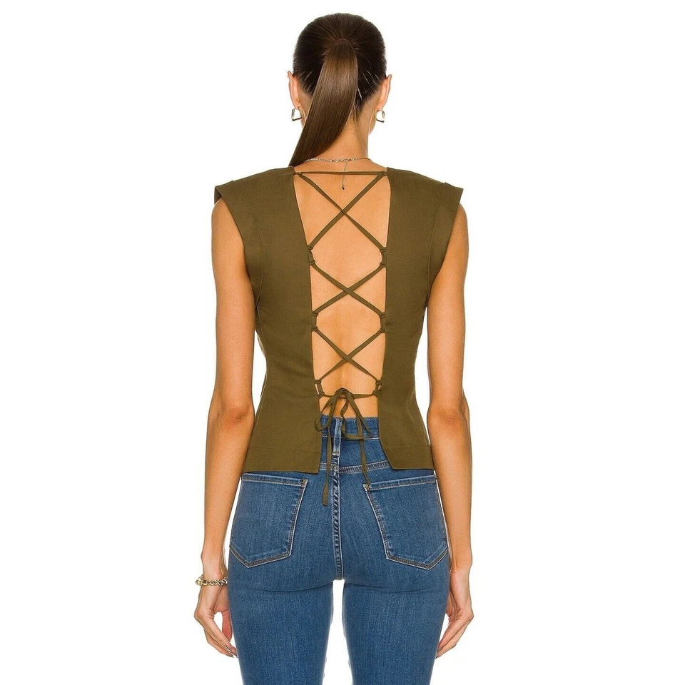 Top sin mangas informal de lino/algodón con marco para mujer talla S Foto 2 de 4