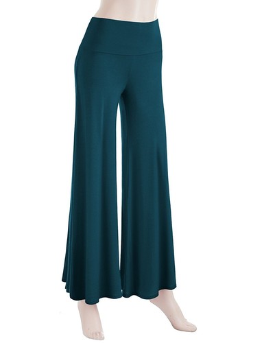 Women Palazzo Ladies Plain Leggings Flared Wide Leg Pants Baggy Trousers 8-22 - Picture 83 of 99
