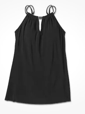 NEW Women's UPF 50 High Neck Keyhole Swim Dress Aqua Green Black M