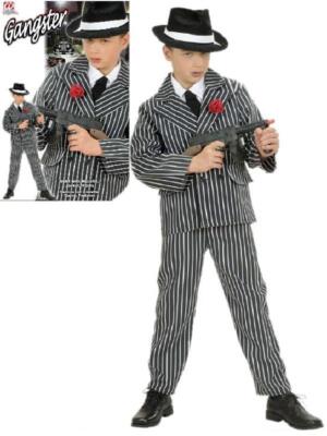 Costume Carnevale Bambino Gessato Gangster Giacca Pantaloni PS
