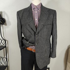 Stafford Men's Tweed Sport Coat Blazer Two Button Gray Soft Lambs Wool Sz 43R