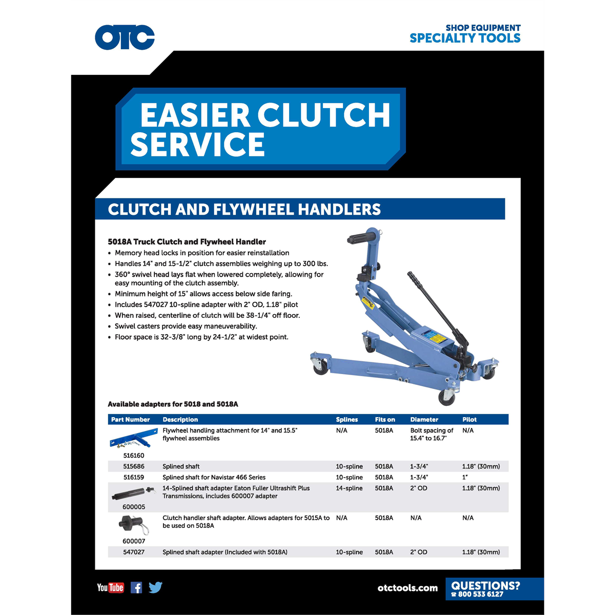 OTC 5018A Truck Clutch and Flywheel Handler for sale online eBay