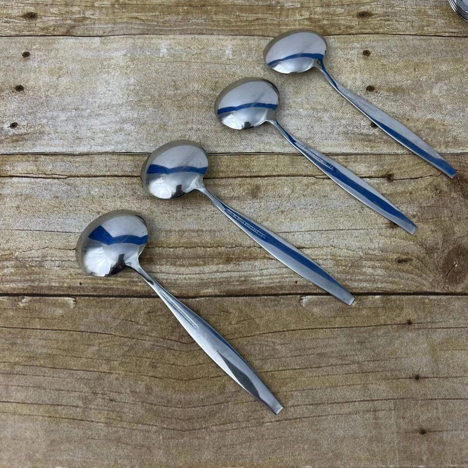 4 cucharas soperas ovaladas de acero inoxidable Carvel Hall Leisure brillantes EE. UU. MCM Foto 2 de 4