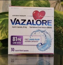 Vazalore Aspirin 81 Mg Low Dose Pain Treatment - 30 Capsules