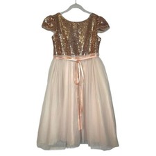 Girls Kids Dream Sequin  Tulle Dress 9/10 Rose Gold  Pink