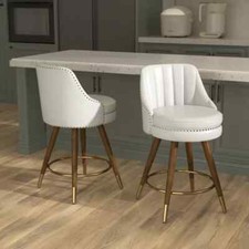 24" Swivel Bar Stools Set of 2 Counter Height Bar Stools PU Kitchen Bar Chairs