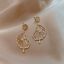 miniature 96 - Luxury Cubic Zirconia Pearl Flower Stud Earrings Dangle Women Wedding Jewellery