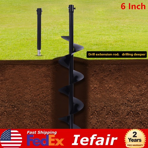 6'' Diameter Planting Auger Spiral Hole Drill Bit Garden Yard Earth