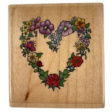 Valentine Floral Heart Wreath Rubber Stamp Stamp City X8631 Vintage 1997 New