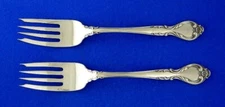 Set of Two 2 International Queens Fancy Salad Dessert Forks 7" Lyon Stainless