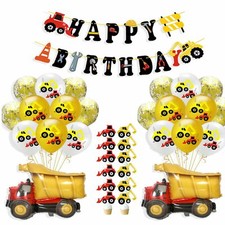 Birthday Party Decoration, Construction Themed Banner  Dump Truck Balloons Set