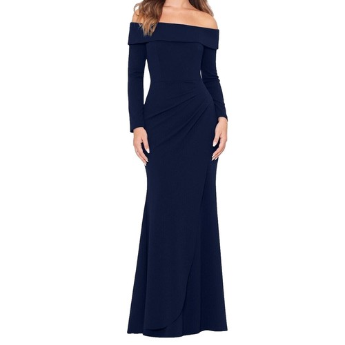 xscape women's long-sleeve lace top dress XSCAPE Women's Black Long-Sleeve Lace Top Dress Size 16