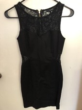 Forever 21 Black Lace Top Bodycon Dress Size Small