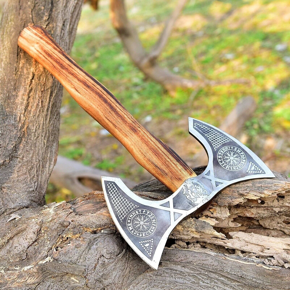 CUSTOM HANDMADE DOUBLE BIT CARBON STEEL HATCHETS TOMAHAWK HUNTING