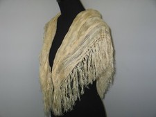 Antique Silk Lace Shawl Scarf-Vintage Mantilla Scarf-40" x 43" Hairpin Lace